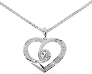 0.42 TCW Round Cut Natural Diamond Pendant And Necklace With 18" Chain For Women, Solitaire Heart Anniversary Present For Her In 925 Sterling Silver