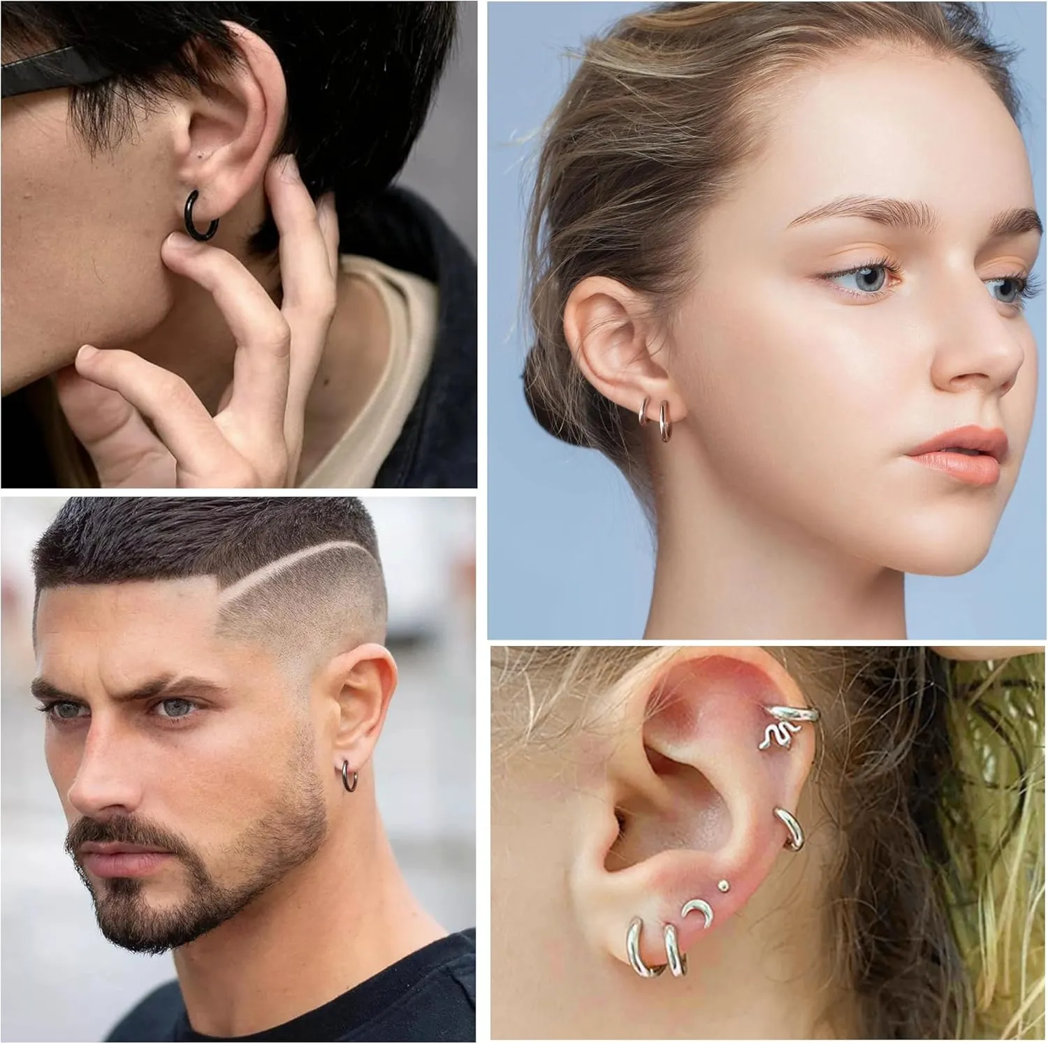 10 Pairs Earring Sets for Multiple Piercing 14K Gold Plated Studs Earrings and Hoops Set Hypoallergenic Small Hoop CZ Stud Earing for Women Men