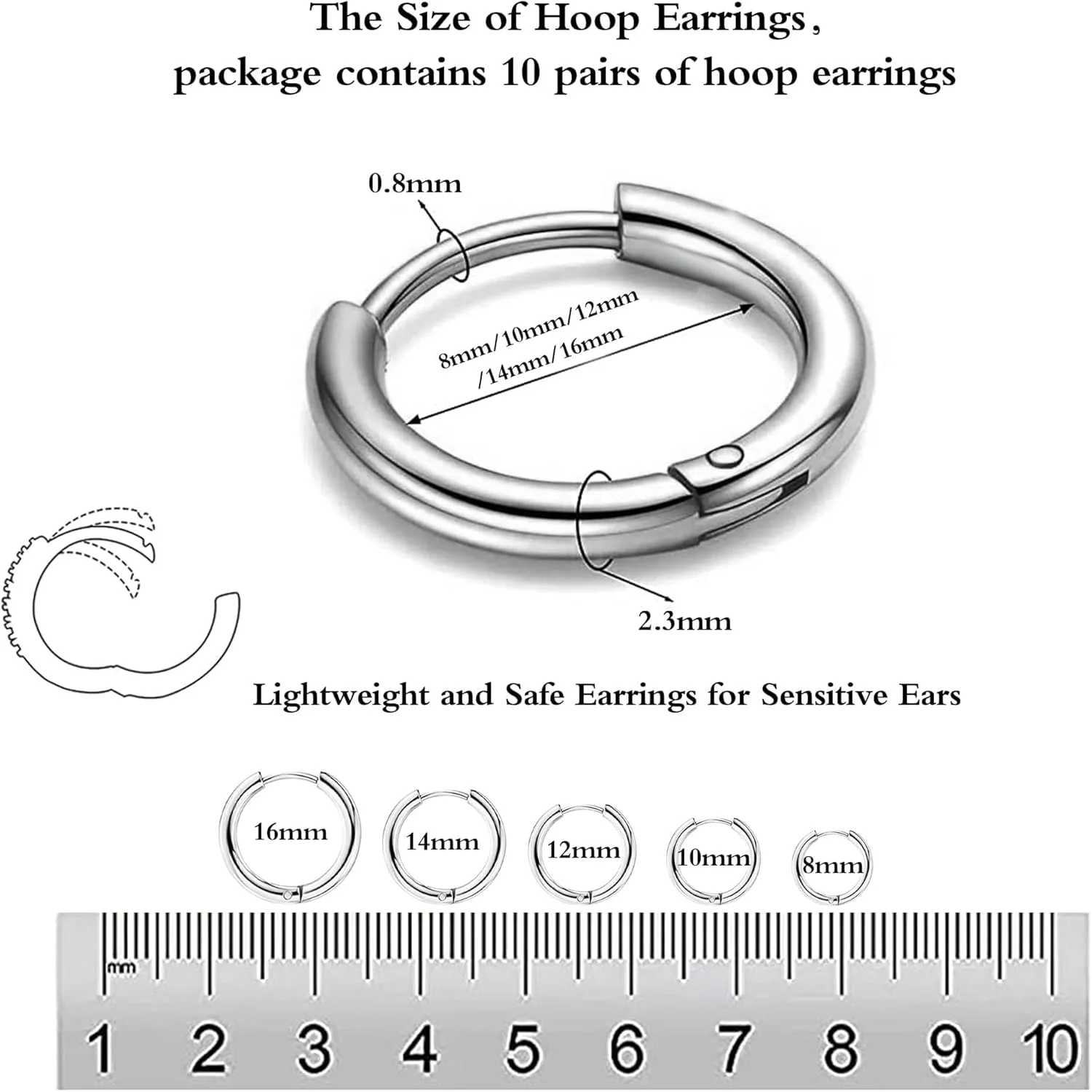 10 Pairs Earring Sets for Multiple Piercing 14K Gold Plated Studs Earrings and Hoops Set Hypoallergenic Small Hoop CZ Stud Earing for Women Men