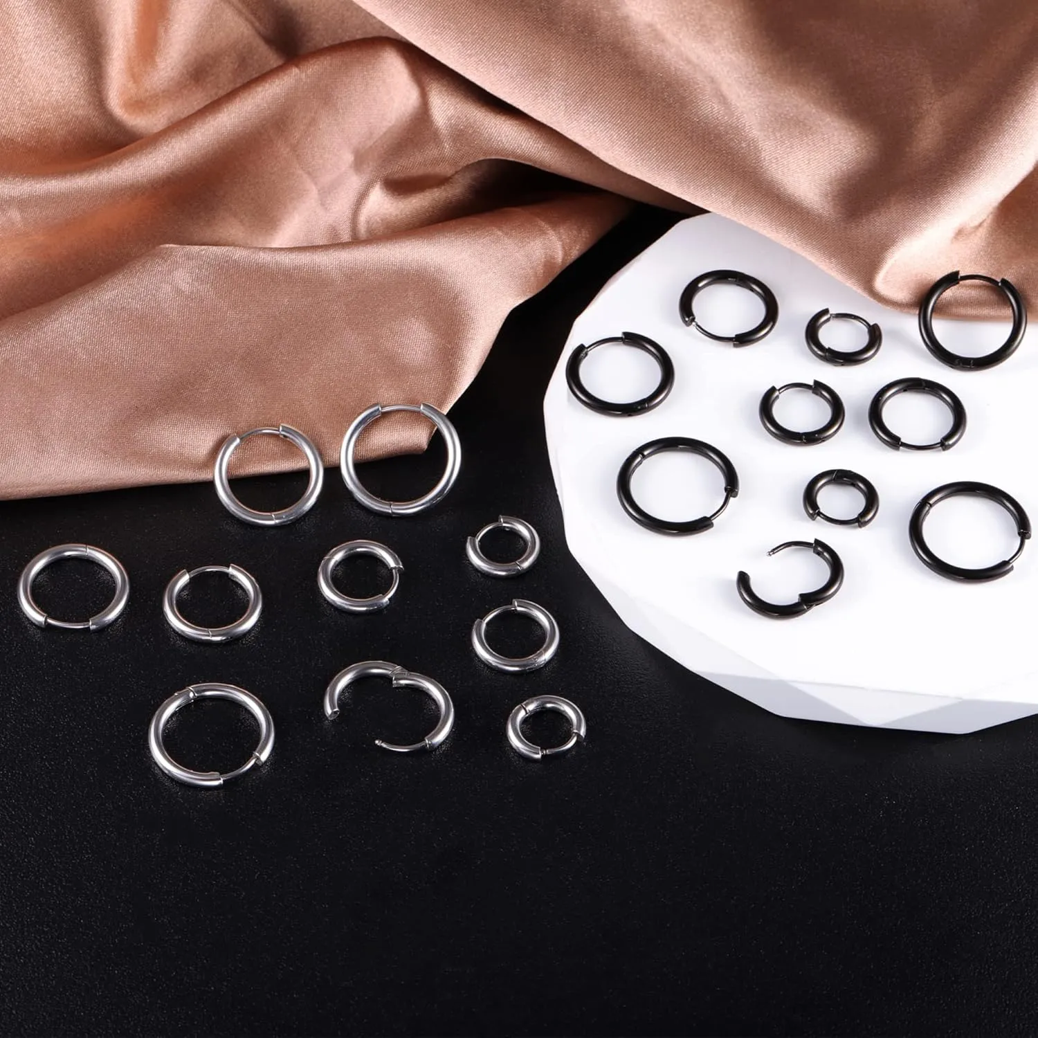 10 Pairs Earring Sets for Multiple Piercing 14K Gold Plated Studs Earrings and Hoops Set Hypoallergenic Small Hoop CZ Stud Earing for Women Men