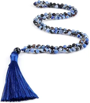 108 Beads Prayer Necklace Natural Green Stripe Onyx Stone Buddhist Buddha Meditation Bead Mala Necklace Women Men Jewelry Gifts PJ5AA (20)