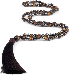 108 Beads Prayer Necklace Natural Green Stripe Onyx Stone Buddhist Buddha Meditation Bead Mala Necklace Women Men Jewelry Gifts PJ5AA (23)