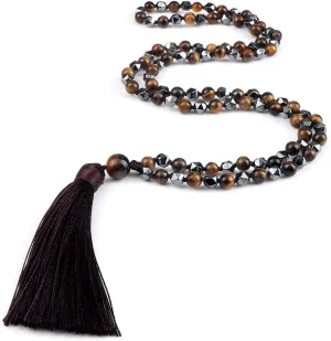 108 Beads Prayer Necklace Natural Green Stripe Onyx Stone Buddhist Buddha Meditation Bead Mala Necklace Women Men Jewelry Gifts PJ5AA (24)