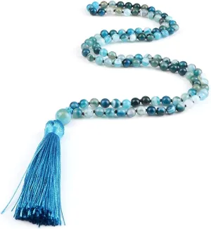 108 Beads Prayer Necklace Natural Green Stripe Onyx Stone Buddhist Buddha Meditation Bead Mala Necklace Women Men Jewelry Gifts PJ5AA (26)
