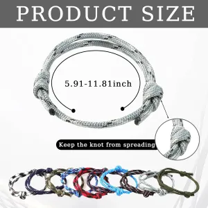 10Pcs Bracelets for Mens Rope Bracelets Braided Friendship Bracelet Adjustable Nautical Braided Rope Bracelet Set for Men Women