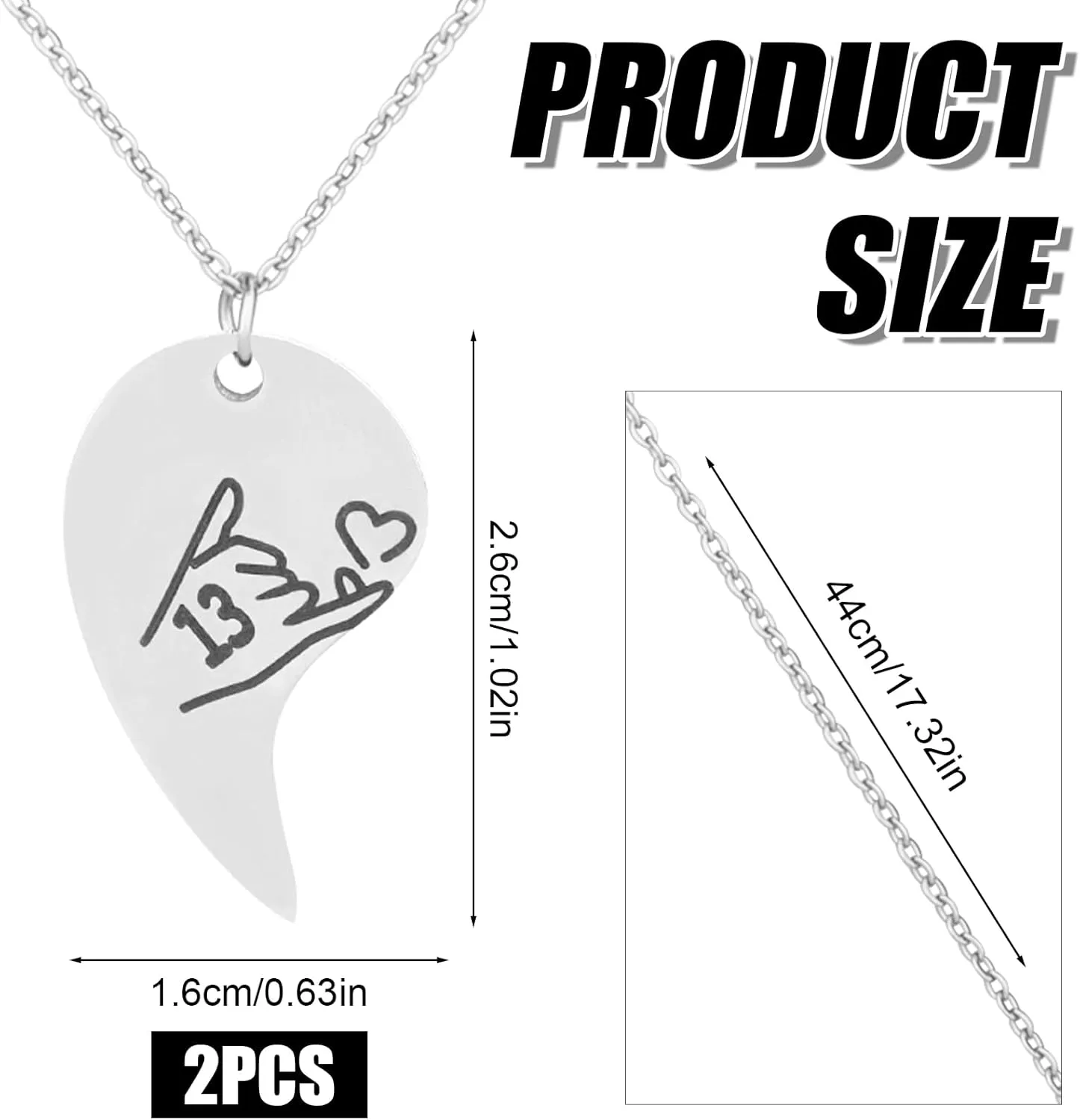 13 Inspired Best Friend 2 Matching Necklace, Half Heart Merch for Jewelry Friendship Gift for Women Girl Music Fan Stuff Accessories