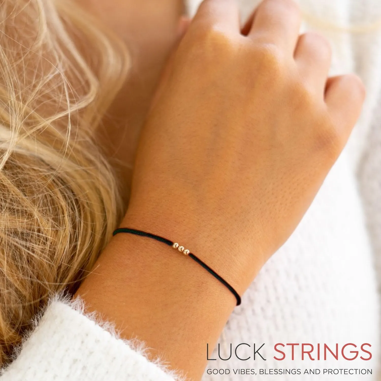 14K Gold Bead Red String Bracelet - Unisex Kabbalah Talisman for Luck & Protection - Thin, Minimalist Jewelry with Clasp