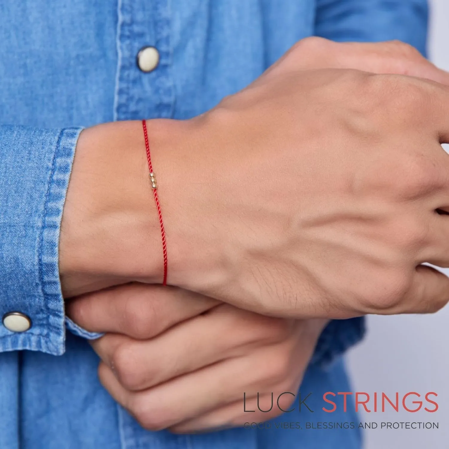 14K Gold Bead Red String Bracelet - Unisex Kabbalah Talisman for Luck & Protection - Thin, Minimalist Jewelry with Clasp