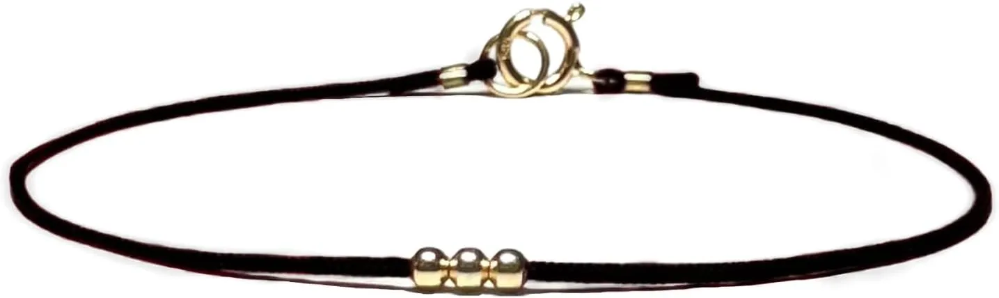 14K Gold Bead Red String Bracelet - Unisex Kabbalah Talisman for Luck & Protection - Thin, Minimalist Jewelry with Clasp