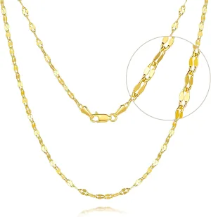 14K Gold Chain for Women Men 14K Gold Necklace for Women Non Tarnish Lips Thin Golden Chains Necklace Double-Sided Design Dainty Golden Necklaces for Womens Trendy 16-24IN 2.4MM