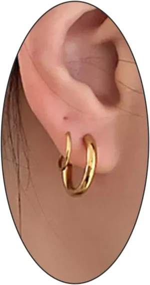 14k Gold Double Hoop Twist Earrings for Woman, Trendy Hypoallergenic Helix Piercing Faux Spiral Earring Gifts