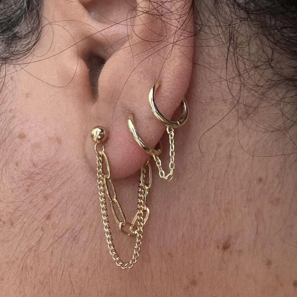 14K Gold Plated Drop Chain Link Dangle Earrings for Women Threader Earrings