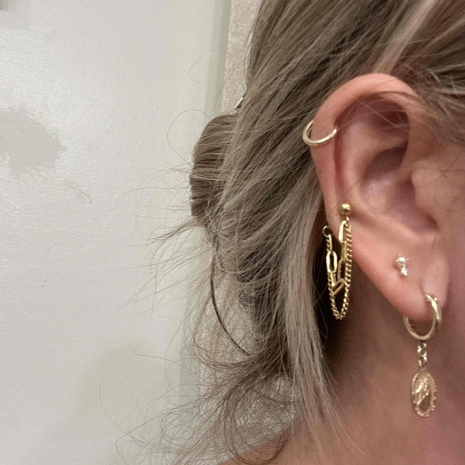14K Gold Plated Drop Chain Link Dangle Earrings for Women Threader Earrings