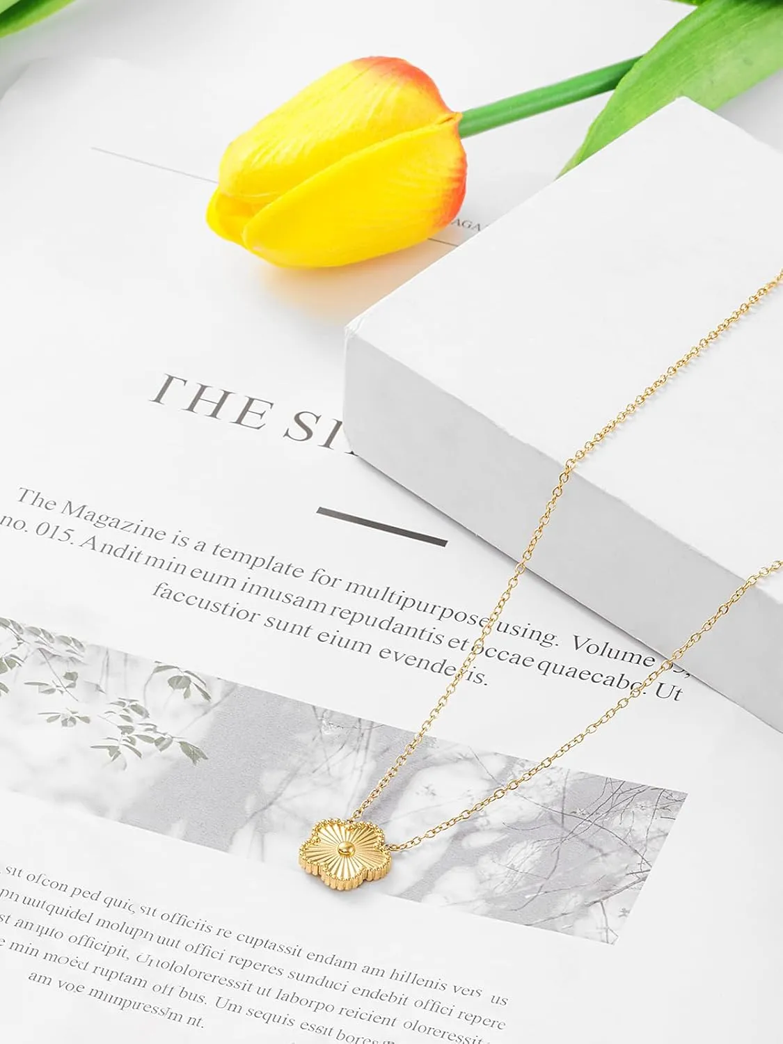 14K Gold Plated Four Leaf Clover Necklaces for Women Lucky Flower Jewelry