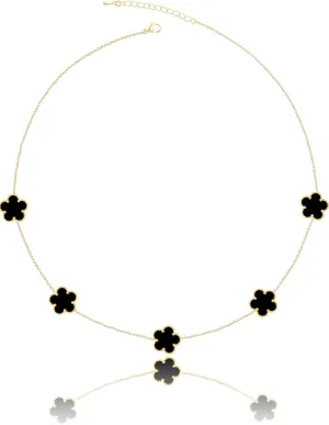14K Gold Plated Four Leaf Clover Pendant Dot Necklace for Women Lucky Flower Jewelry