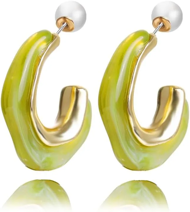 14K Gold Plated Pearl Earrings for Women Sterling Silver Pearl Hoop Earrings White Pearl Drop Dangle Earrings Chunky Pearl Statement Earrings Jewelry