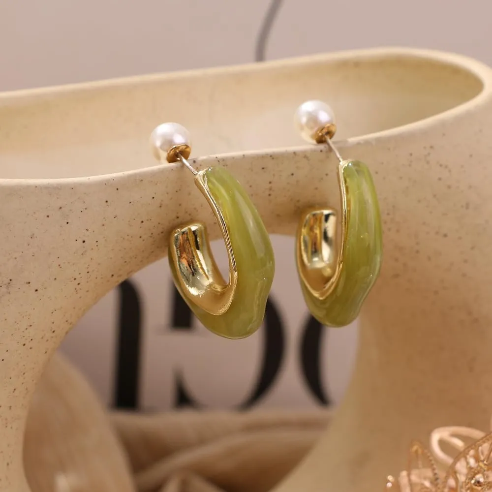 14K Gold Plated Pearl Earrings for Women Sterling Silver Pearl Hoop Earrings White Pearl Drop Dangle Earrings Chunky Pearl Statement Earrings Jewelry