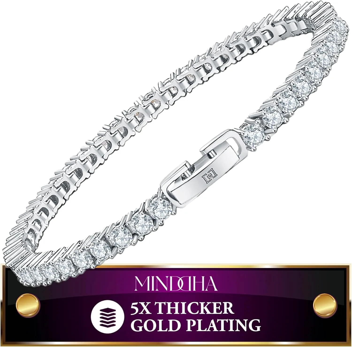 14K Gold/White Gold Plated 2mm 3mm Cubic Zirconia Tennis Bracelet | Silver Bracelet, Gold Bracelet for Women | Classic CZ Bracelet| Size 6-8 Inch