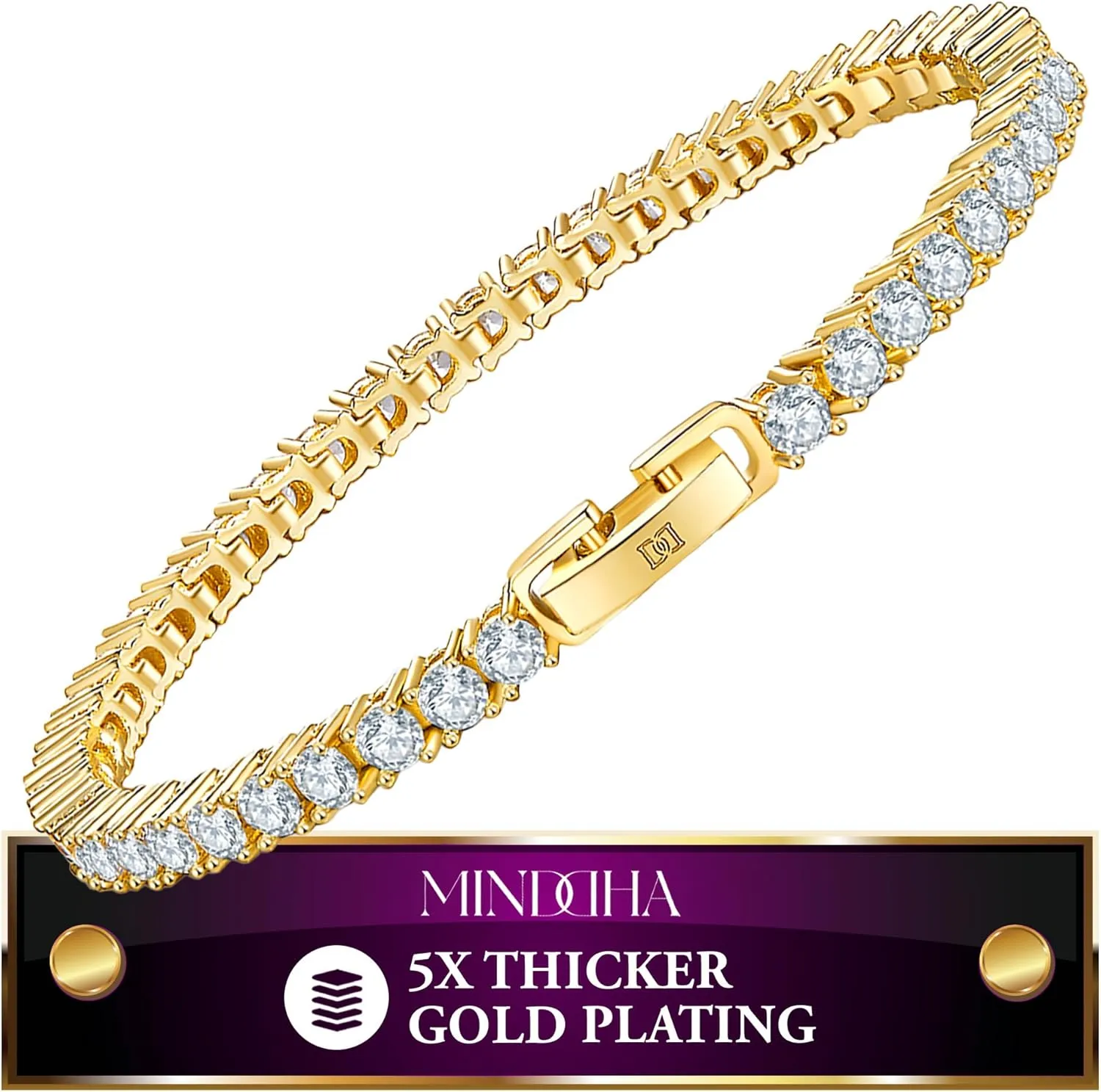 14K Gold/White Gold Plated 2mm 3mm Cubic Zirconia Tennis Bracelet | Silver Bracelet, Gold Bracelet for Women | Classic CZ Bracelet| Size 6-8 Inch