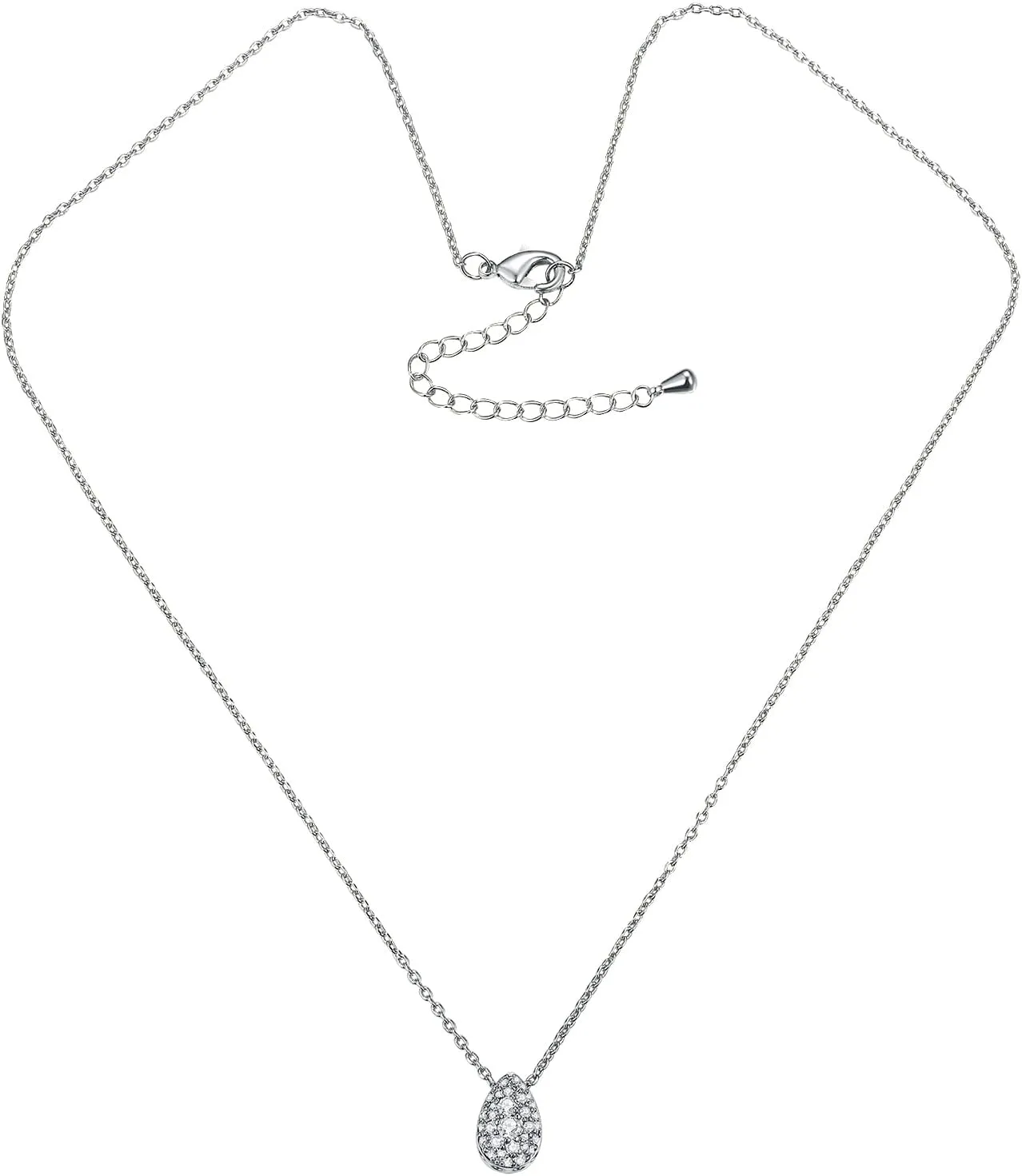 14K/18K Gold Plated Teardrop Cubic Zirconia Pendant Necklace for Women | Elegant and Dainty Jewelry | Gold Plated Options | Perfect for Any Occassion or Gifts, 15-18 Inches   3 Inch extender