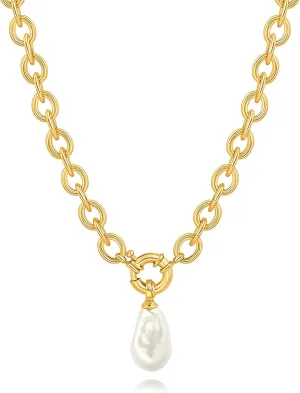18K Gold Oval Dainty Layered/Satellite/Paperclip Chain Necklace for Women