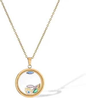 18K Gold Plated Evil Eye Pendant Necklaces For Women Stainless Steel Jewelry