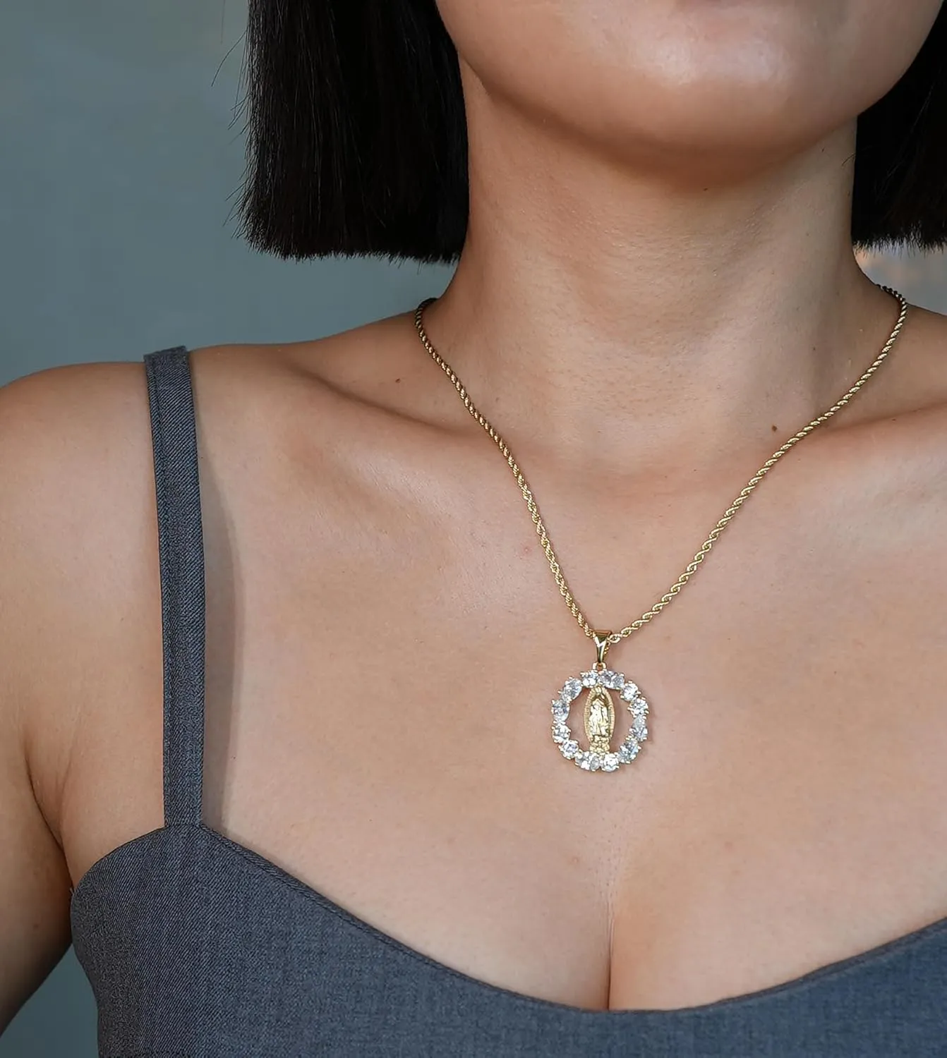 18k Gold Plated Virgin Mary Pendant Necklace for Women Catholic Religious Christian Jewelry for Her