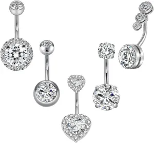 1Set Zircon Belly Ring Jewelry for Women Comfortable Navel Rings with Smooth Surface Chic and Durable Belly Piercing Accessories for Parties and Fashion Events