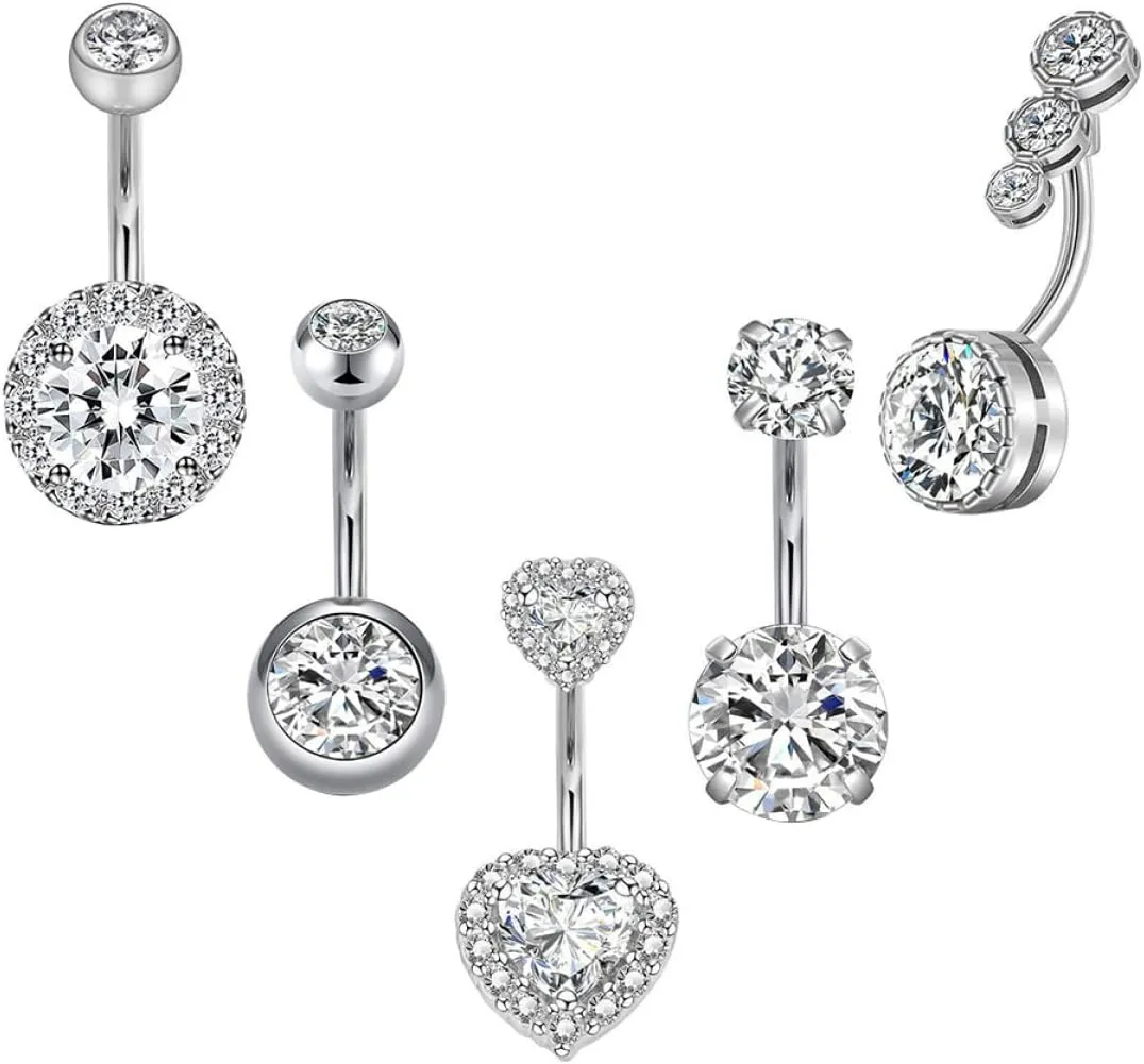 1Set Zircon Belly Ring Jewelry for Women Comfortable Navel Rings with Smooth Surface Chic and Durable Belly Piercing Accessories for Parties and Fashion Events