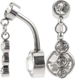 2 Piece Belly Button Ring Clip-on Navel Ring for Women Small Dangly Rhinestones