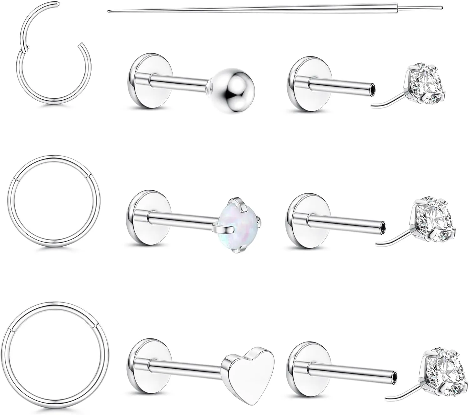 20G/18G Nose Rings Studs for Women Men - 14K Gold Filled Flat Back Nose Studs Nose Ring Hoops Hypoallergenic Surgical Steel Threadless Push in CZ Helix Tragus Conch Nostril Cartilage Piercing Jewelry