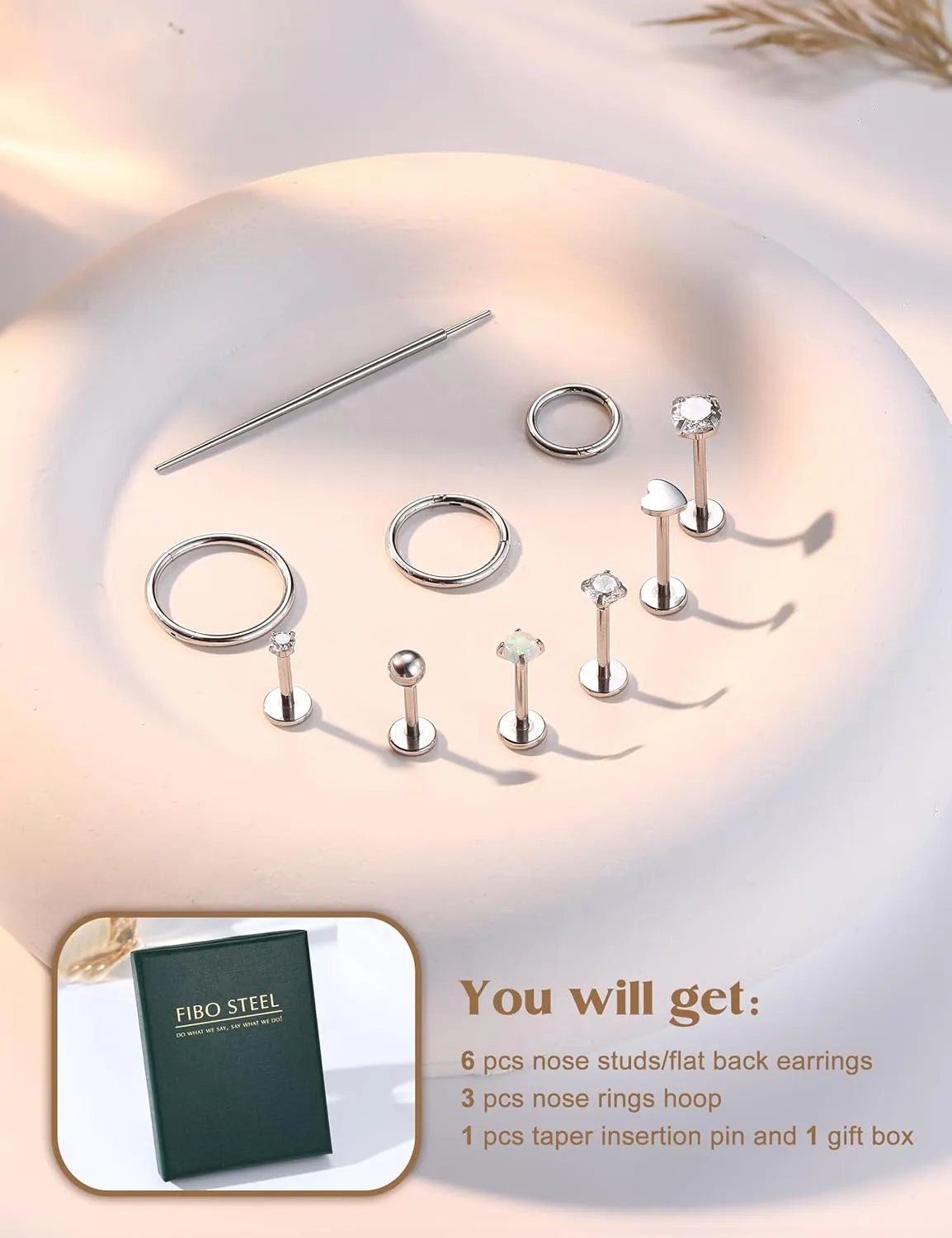 20G/18G Nose Rings Studs for Women Men - 14K Gold Filled Flat Back Nose Studs Nose Ring Hoops Hypoallergenic Surgical Steel Threadless Push in CZ Helix Tragus Conch Nostril Cartilage Piercing Jewelry