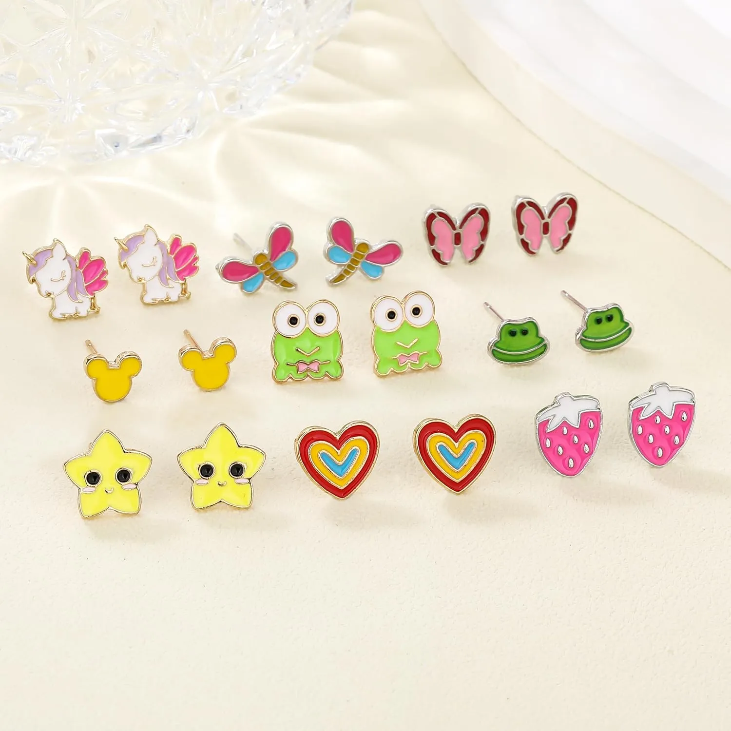 24/40 Pairs Cute Funny Hypoallergenic Stud Earrings Set for Women Sensitive Ears With Stainless Steel Mixed Style