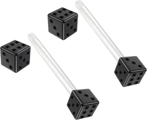 2pc 14g 1.6mm Flexible Tongue Rings Bioflex 14mm 9/16 Bioplast Barbell Ring Black Anodized Dice