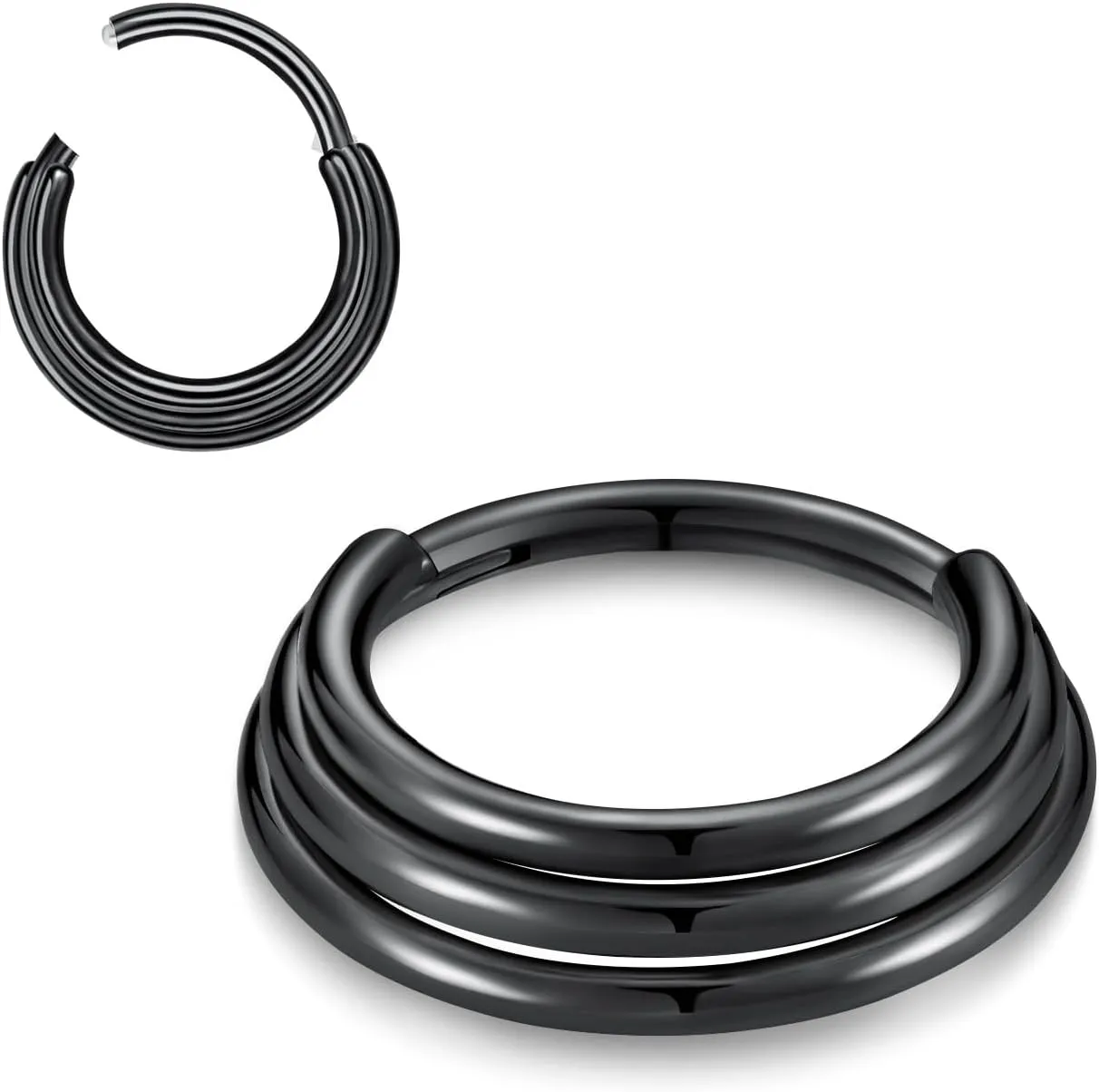 2Pcs 16G Nose Ring 316L Surgical Stessl Nose Piercing for Women Septum Rings Hoops,Hinged Segment Cartilage Clicker Hoop Earrings Lip Rings Piercing Jewelry for Women