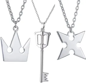 3 Pieces Set Crown & Cross Necklaces Anime Cosplay Figure Pendant for Fans