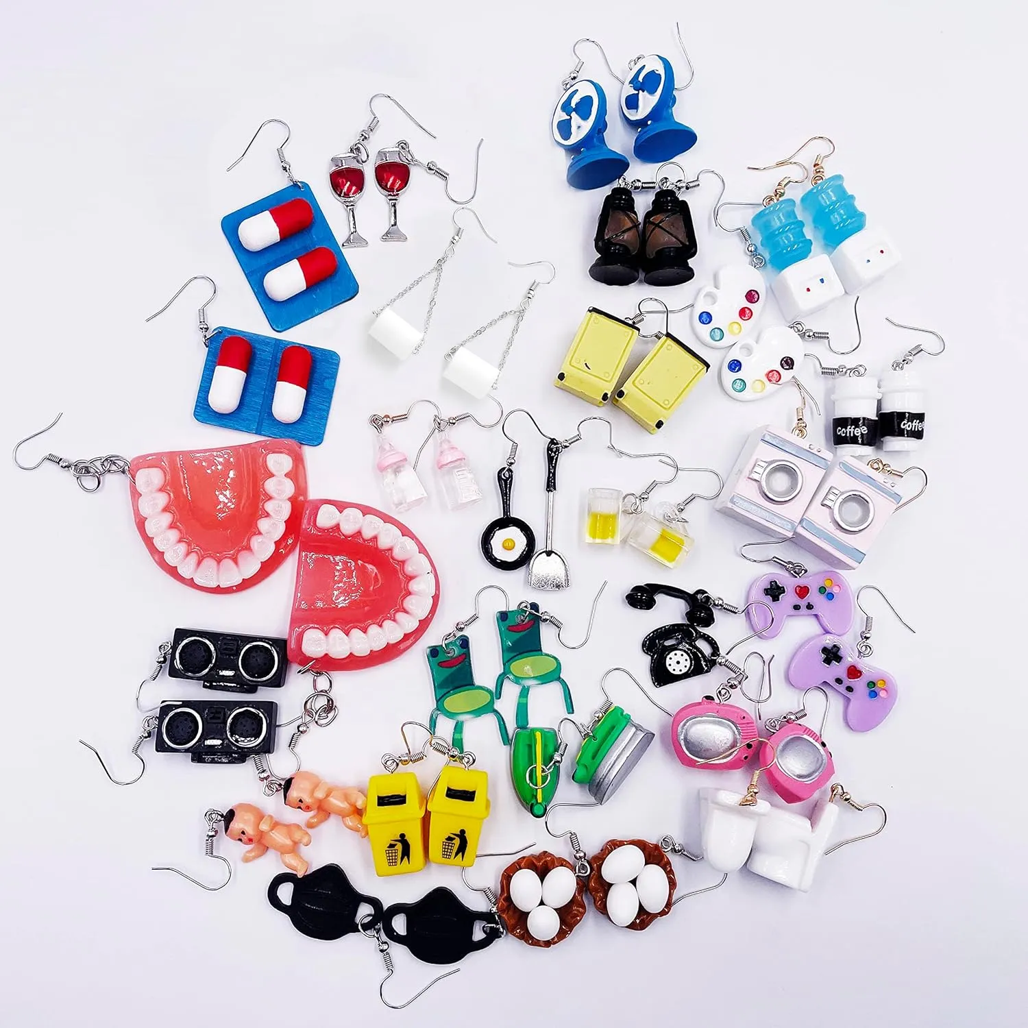 30-40 Pairs Weird Cute Funny Earrings Gummy Bear Duck Mushroom Fruit Flowers Drop Dangle Earrings for Women Aesthetic Earrings Food Animal Earrings Bulk