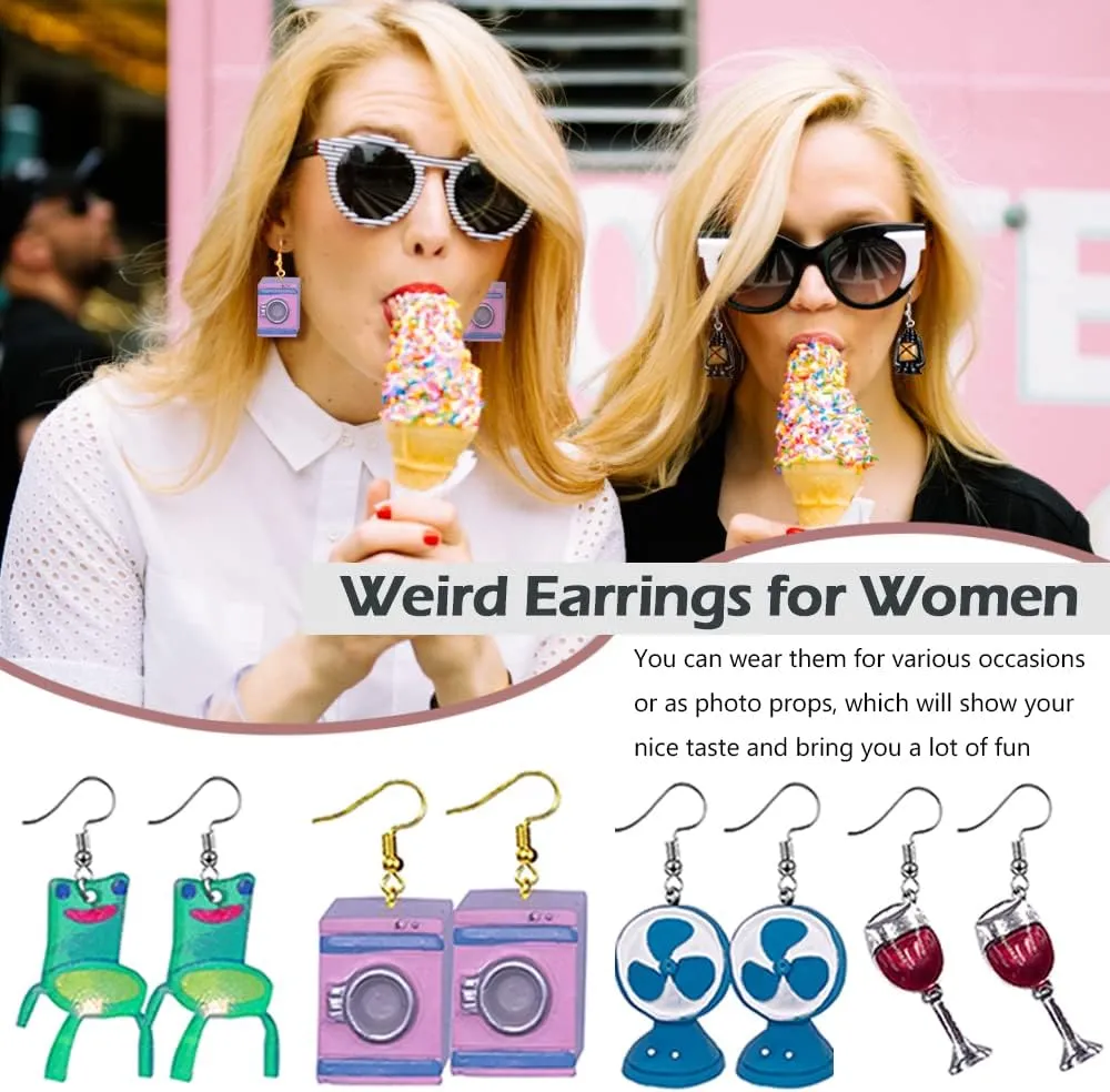 30-40 Pairs Weird Cute Funny Earrings Gummy Bear Duck Mushroom Fruit Flowers Drop Dangle Earrings for Women Aesthetic Earrings Food Animal Earrings Bulk