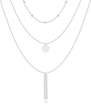 3PCS 18K Gold Plated Layered Necklaces for Women, Bead Coin Bar Pendant Necklace Set- Chain, Choker & Layered Snake Necklaces -Dainty Gold/Silver Choker Necklace for Women Trendy with a Gift Box