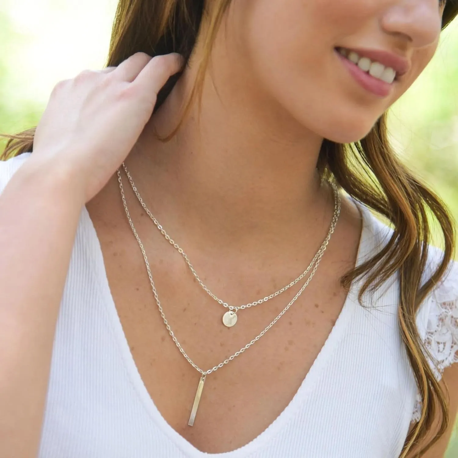 3PCS 18K Gold Plated Layered Necklaces for Women, Bead Coin Bar Pendant Necklace Set- Chain, Choker & Layered Snake Necklaces -Dainty Gold/Silver Choker Necklace for Women Trendy with a Gift Box