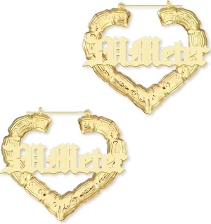 3UMeter Custom Bamboo Earrings for Women 18K Gold Plated Name Earrings Personalized Fashion Jewelry Gifts