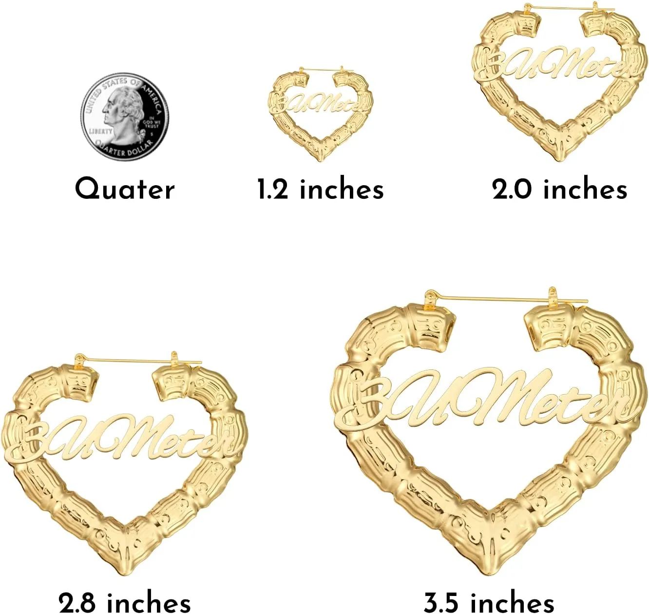 3UMeter Custom Bamboo Earrings for Women 18K Gold Plated Name Earrings Personalized Fashion Jewelry Gifts