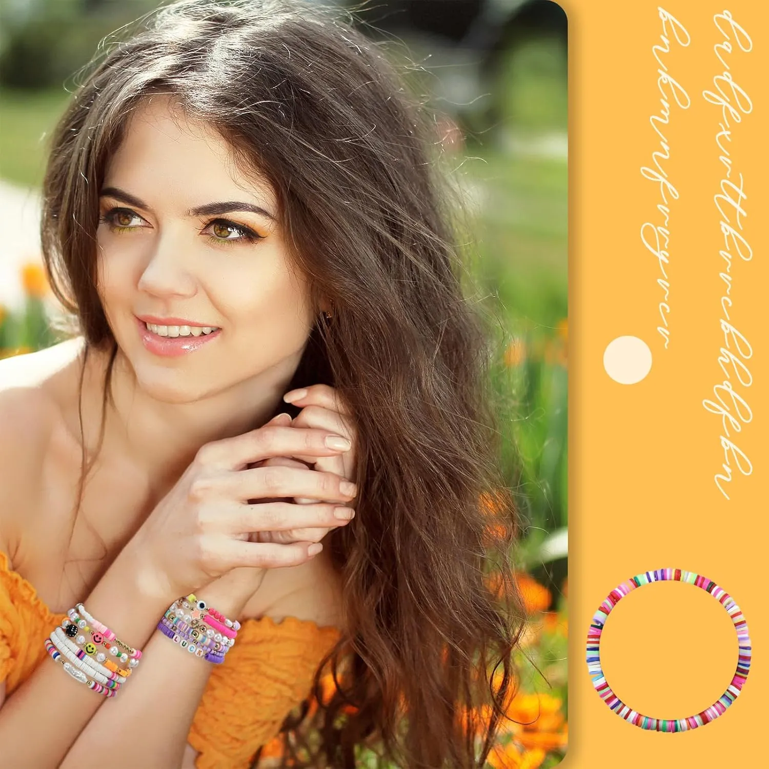 48 Pcs Surfer Heishi Bracelets Clay Beaded Bracelet Stackable Rainbow Friendship Preppy Bracelets Beach Summer Jewelry for Women