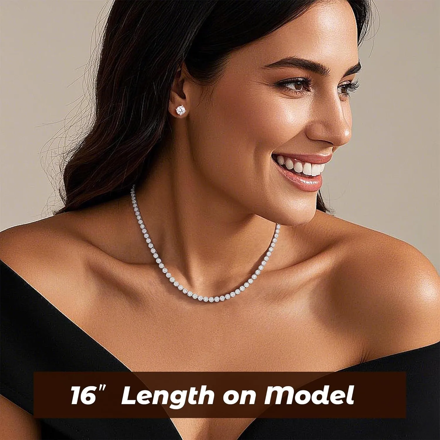 4mm Tennis Necklace for Women - 18K White Gold Plated Hypoallergenic, Round 5A Cubic Zirconia Faux Diamond Tennis Chain, 16/18/20/22 Inch for Men and Women