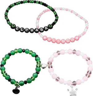4PC Elphaba Galinda Friendship Matching Bracelets BFF Couples Accessories Crown Witch Hat Matching Bracelets Christmas Valentine's Party Dress Deco Set