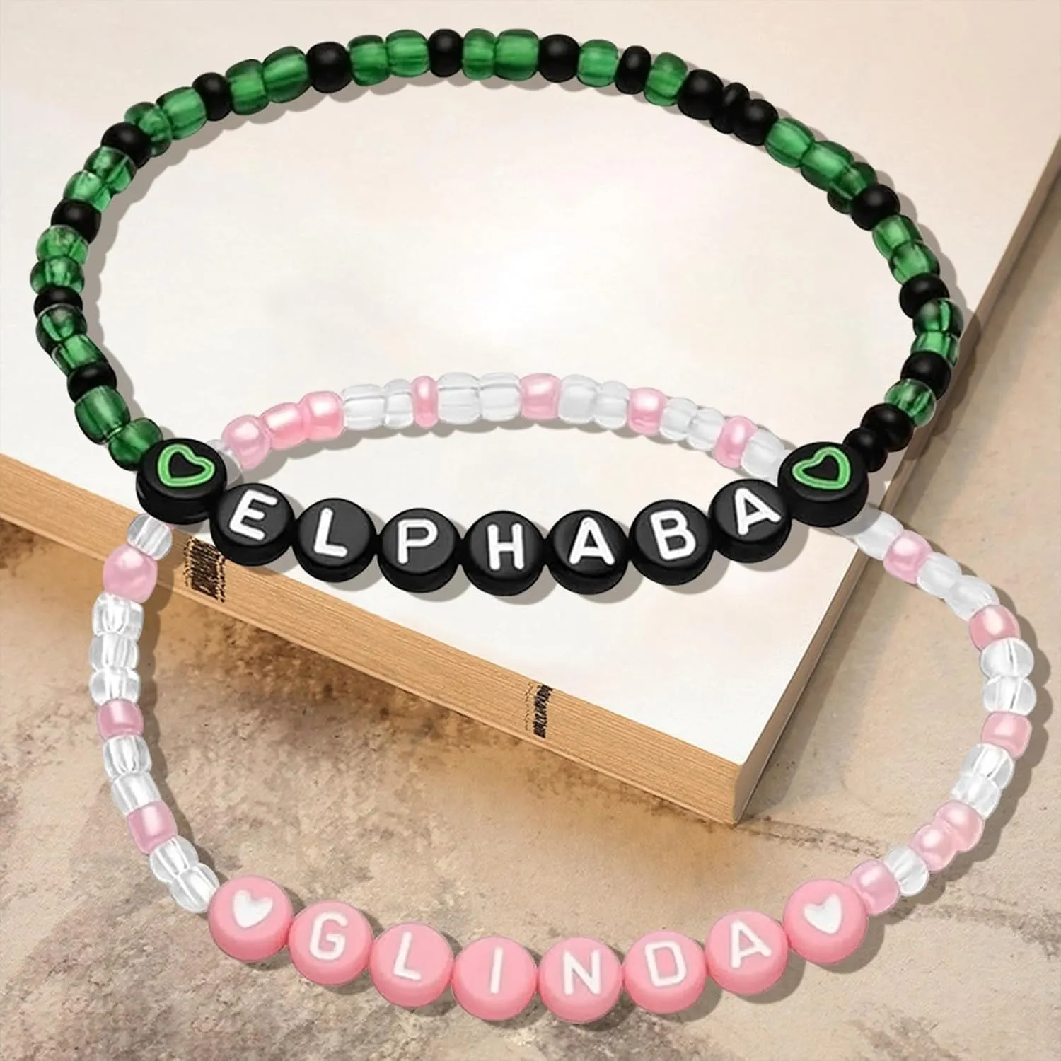 4PC Elphaba Galinda Friendship Matching Bracelets BFF Couples Accessories Crown Witch Hat Matching Bracelets Christmas Valentine's Party Dress Deco Set