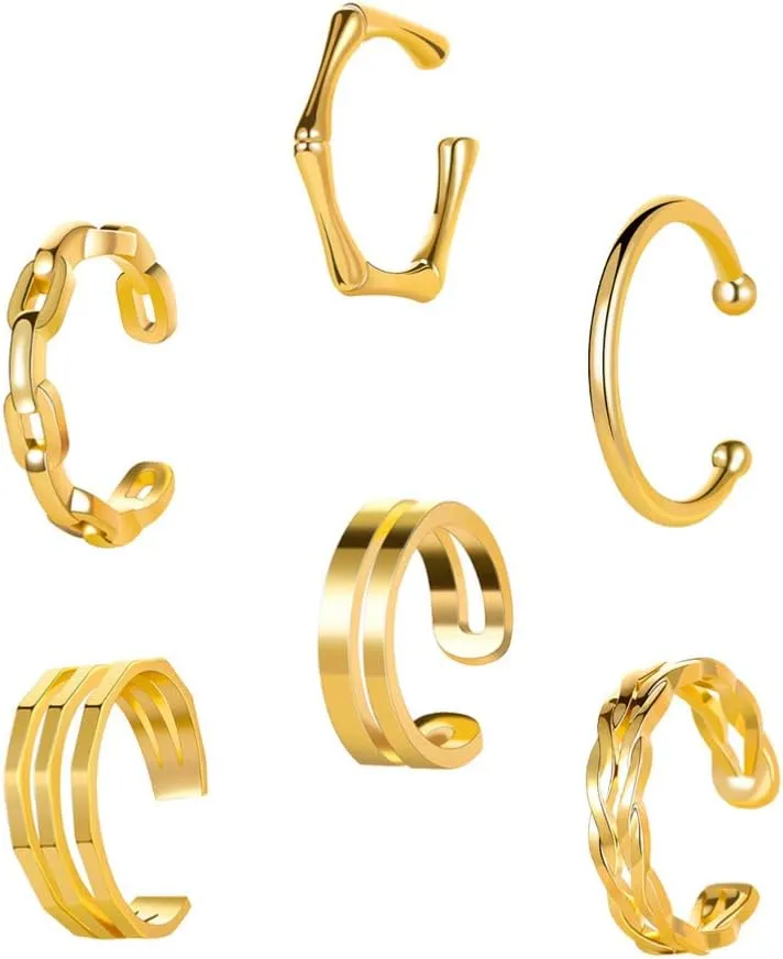 6pcs Non-piercing Ear Cuff Earrings Non-piercing Earring Set for Women