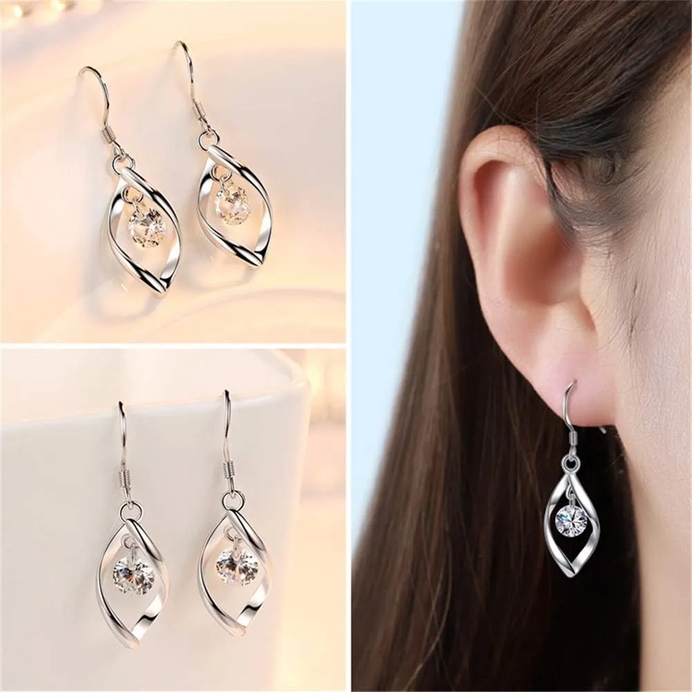 925 Silver Dangle Earrings for Women Hypoallergenic Cute Fashion Teardrop Drop Earrings Sparkly Nickel Free Crystal Hanging Dangly Dangling Earrings Jewelry for Women