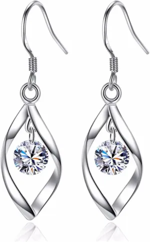 925 Silver Dangle Earrings for Women Hypoallergenic Cute Fashion Teardrop Drop Earrings Sparkly Nickel Free Crystal Hanging Dangly Dangling Earrings Jewelry for Women
