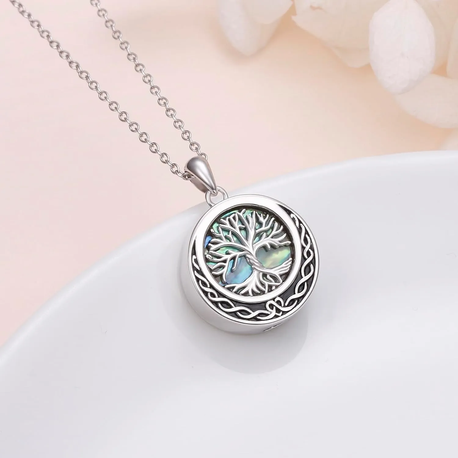 925 Sterling Silver Celtic Urn Necklaces For Women Butterfly/Tree of Life/Angel Wings/Irish Claddagh/Guitar Ashes Memorial for Loss Keepsake Necklaces Jewelry Present Easter Day of the Dead